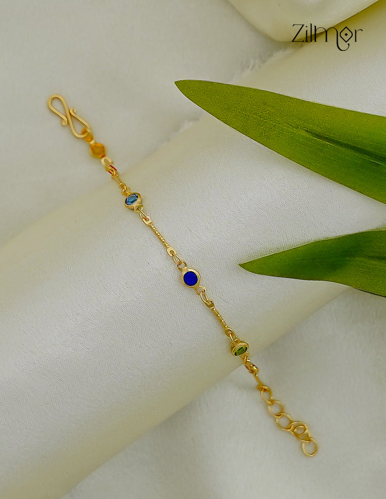 18K Gold Plated Multicolour Round Stone Bracelet - SK1012604