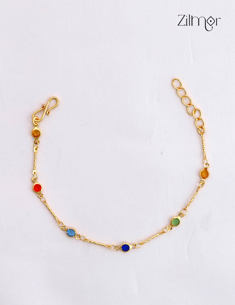 18K Gold Plated Multicolour Round Stone Bracelet - SK1012604