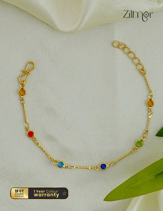 18K Gold Plated Multicolour Round Stone Bracelet - SK1012604