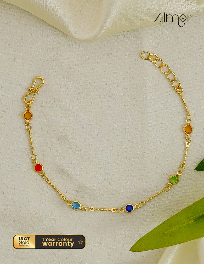18K Gold Plated Multicolour Round Stone Bracelet - SK1012604