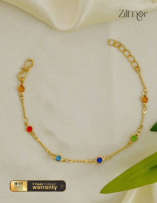 18K Gold Plated Multicolour Round Stone Bracelet - SK1012604