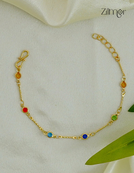 18K Gold Plated Multicolour Round Stone Bracelet - SK1012604