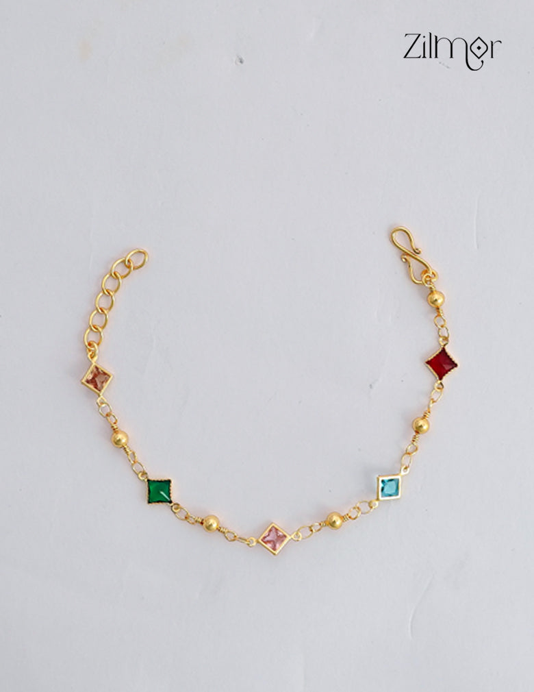 18K Gold Plated Multicolour Square Stone Bracelet - SK1012603