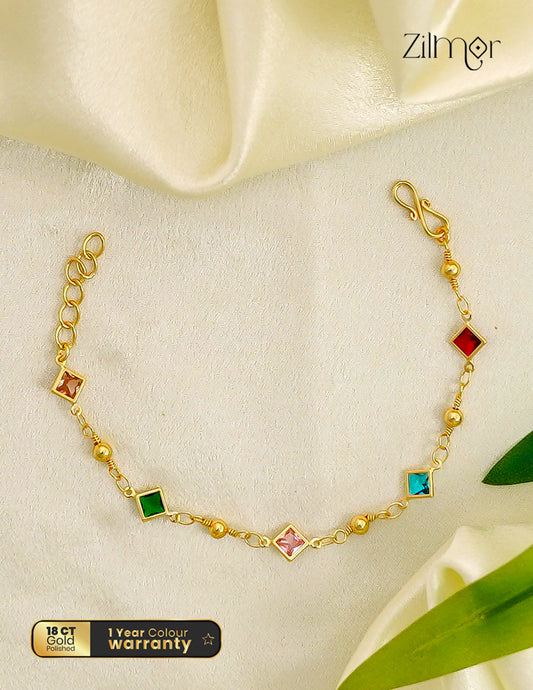 18K Gold Plated Multicolour Square Stone Bracelet - SK1012603