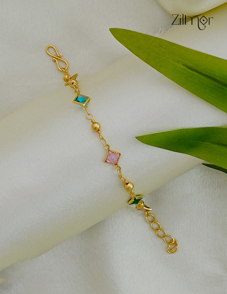 18K Gold Plated Multicolour Square Stone Bracelet - SK1012603