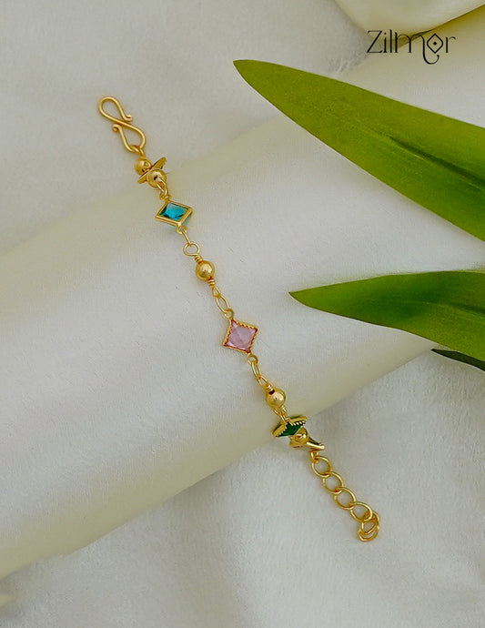 18K Gold Plated Multicolour Square Stone Bracelet - SK1012603