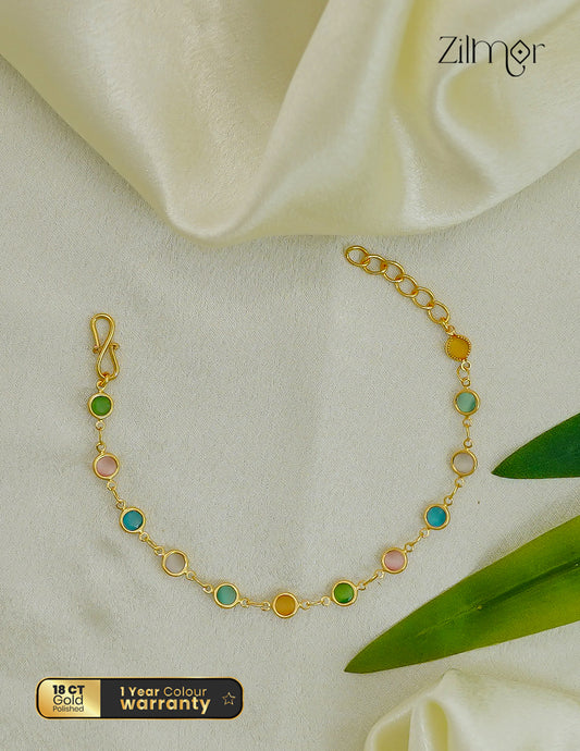 18K Gold Plated Multicolour Stone Bracelet - SK1012605