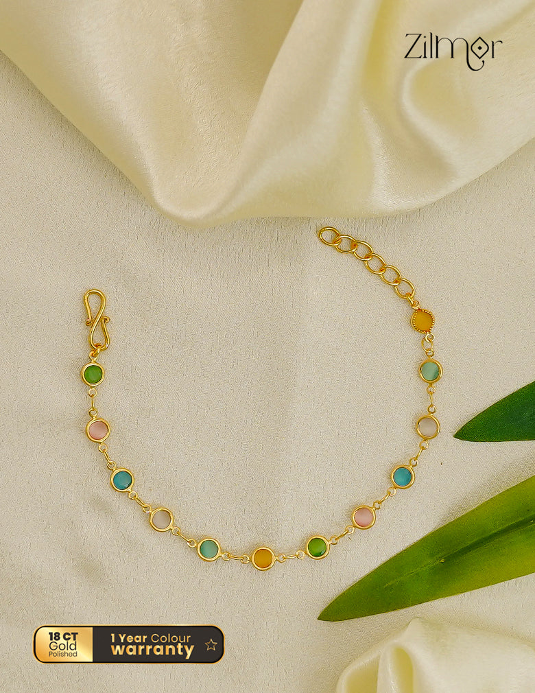 18K Gold Plated Multicolour Stone Bracelet - SK1012605