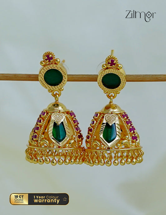18K Gold Plated Naga Palakka Jumkha Earrings - AD1012574