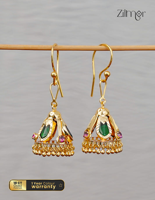 18K Gold Plated Nagapadam Palakka Hook Jhumka Earrings - PP1012341