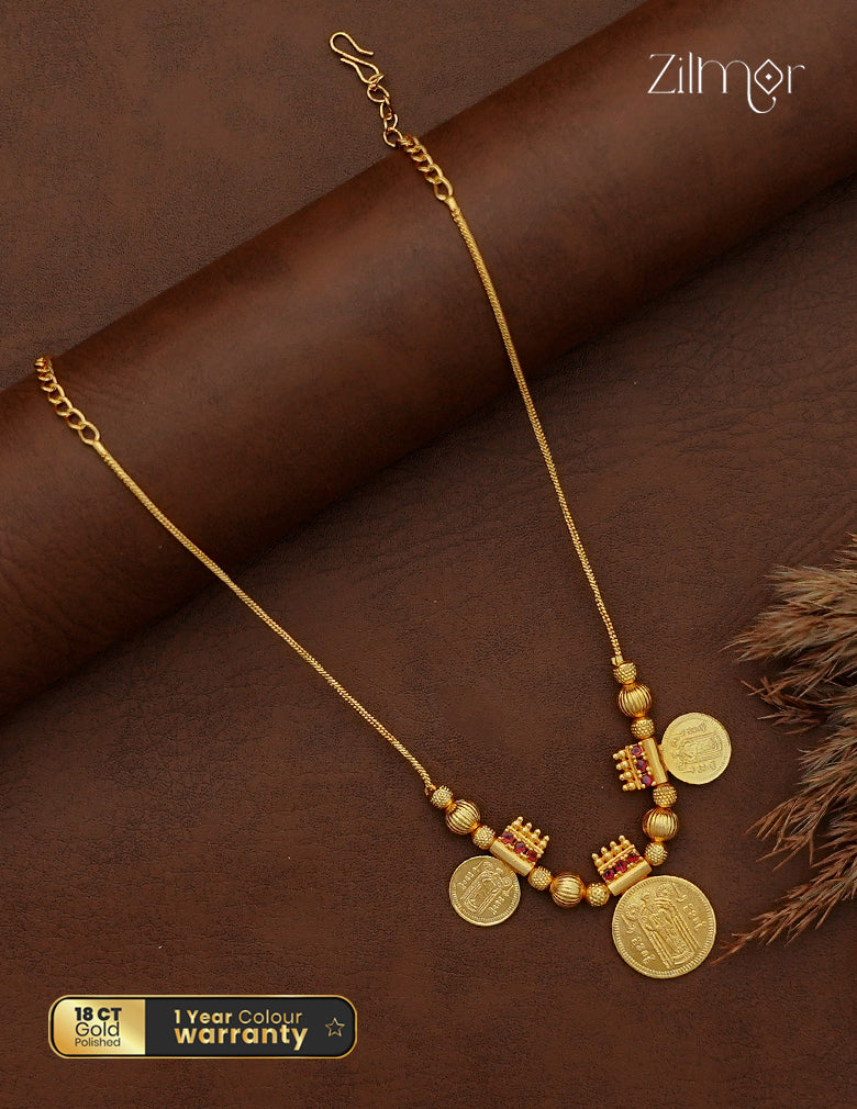 18K Gold Plated Narayana Coin Pendant Necklace - KF1012776