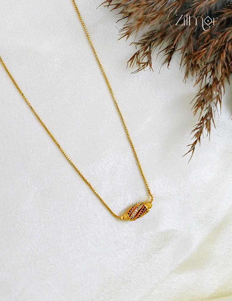 18K Gold Plated Oval AD Stone Bead Pendant Necklace – AG1012512