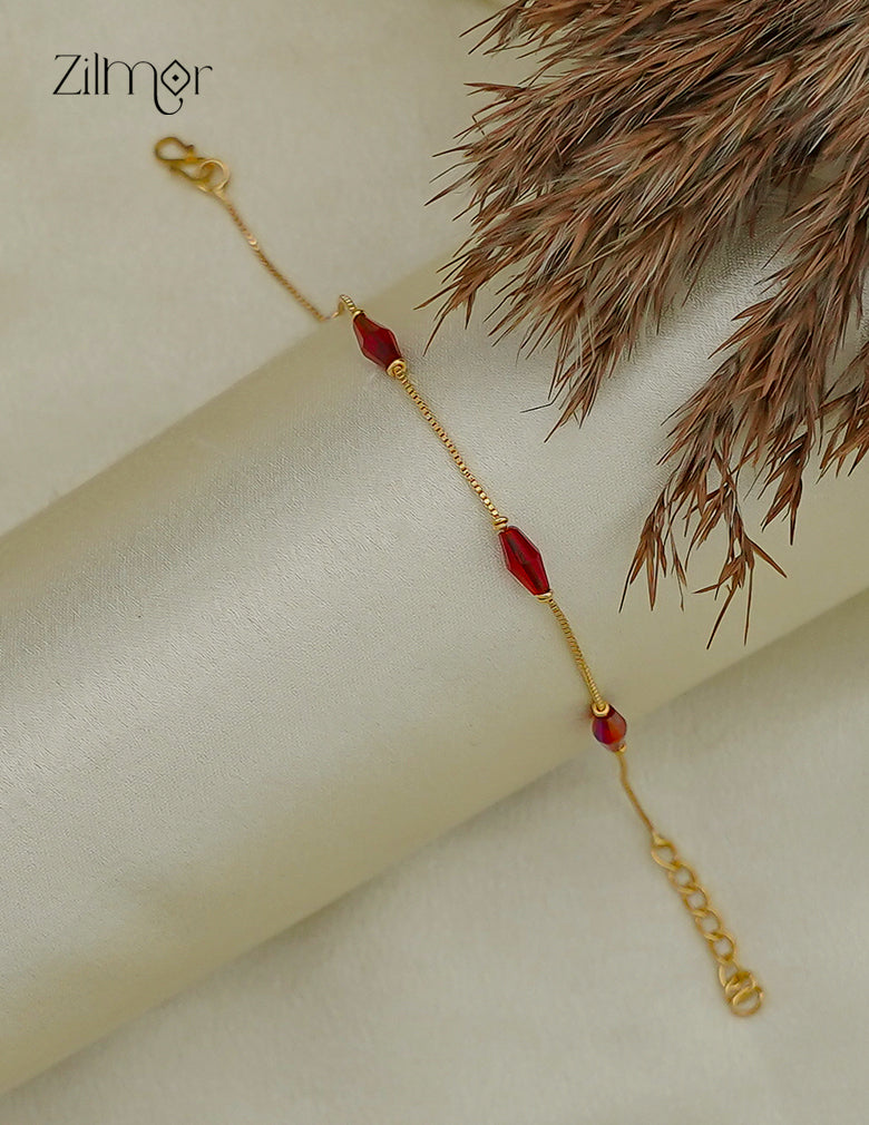 18K Gold Plated Oval Bead Box Chain Bracelet - PE1012875