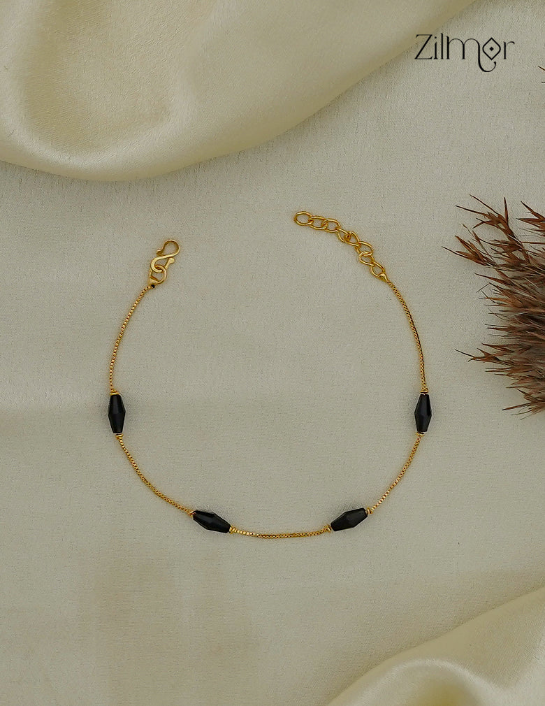 18K Gold Plated Oval Bead Box Chain Bracelet - PE1012875