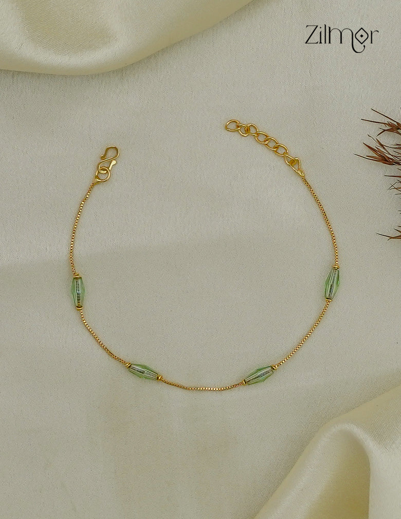 18K Gold Plated Oval Bead Box Chain Bracelet - PE1012875