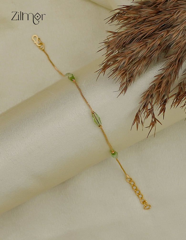 18K Gold Plated Oval Bead Box Chain Bracelet - PE1012875