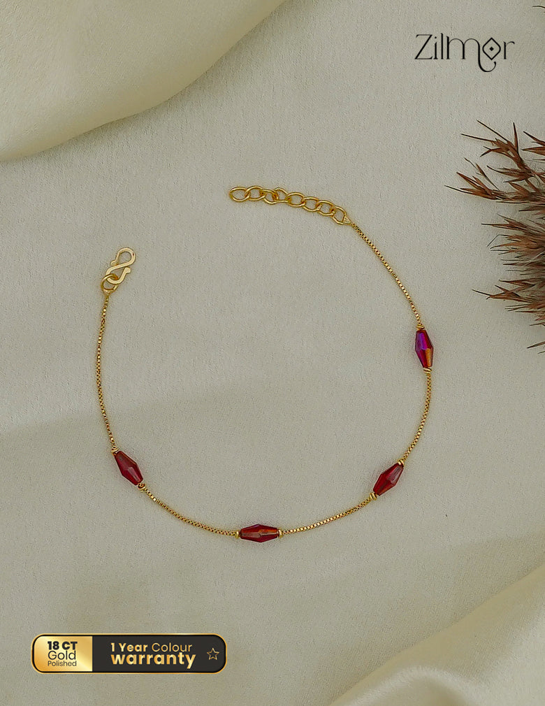18K Gold Plated Oval Bead Box Chain Bracelet - PE1012875