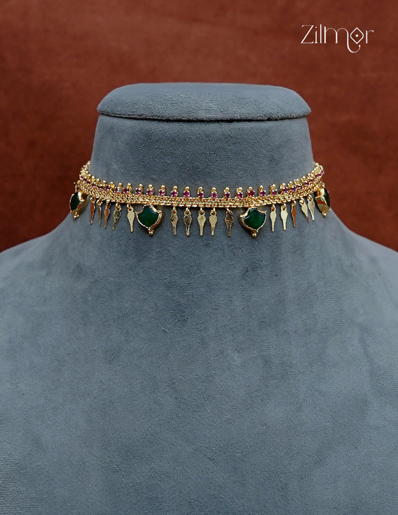 18K Gold Plated Palakka Elakathali Choker Necklace - PE1012785