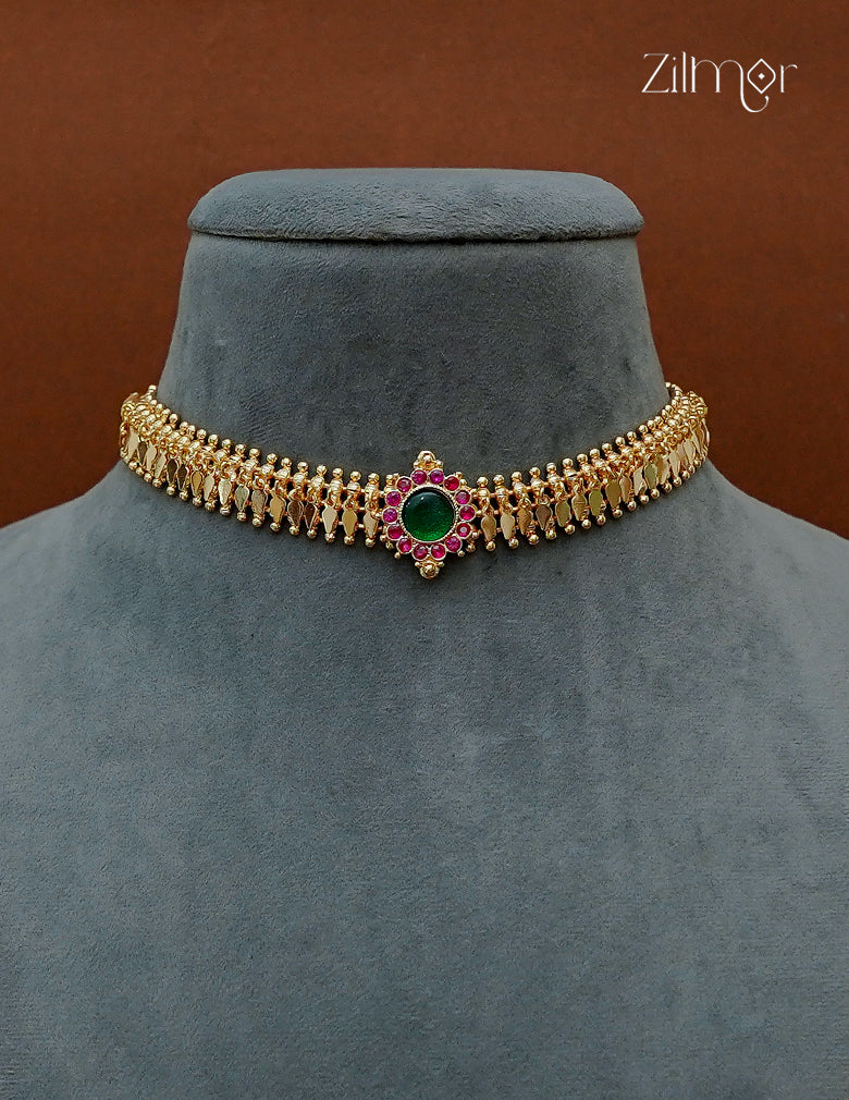 18K Gold Plated Palakka Elakathali Choker Necklace - ZS1012722