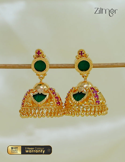18K Gold Plated Palakka Jumkha Earrings - AD1012573