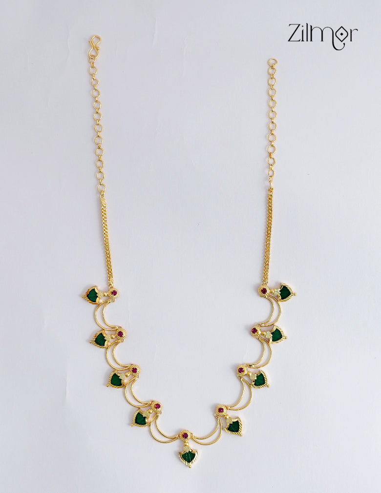 18K Gold Plated Palakka Necklace draped on cream silk fabric – Zilmor