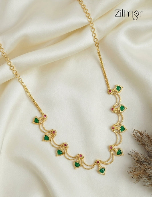 18K Gold Plated Palakka Leaf Necklace – front view on white background