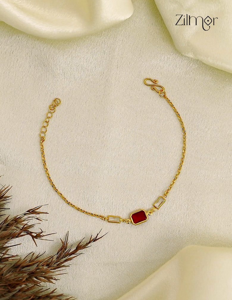 18K Gold Plated Rectangle Stone Chain Bracelet - SK1012704