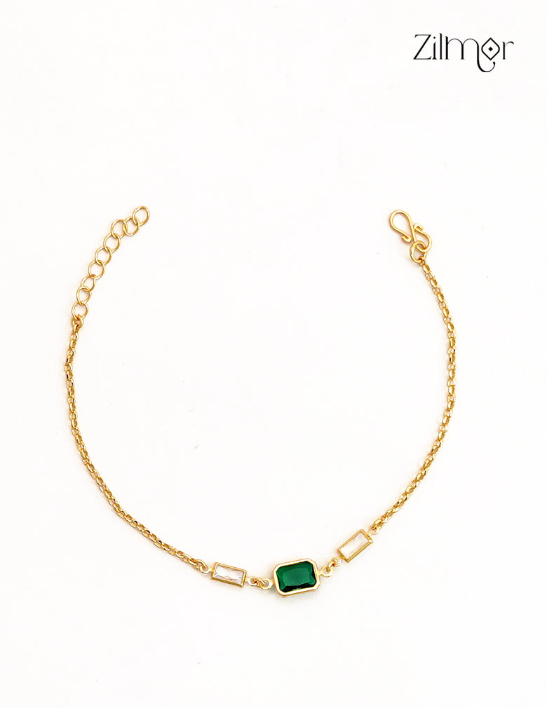 18K Gold Plated Rectangle Stone Chain Bracelet - SK1012704