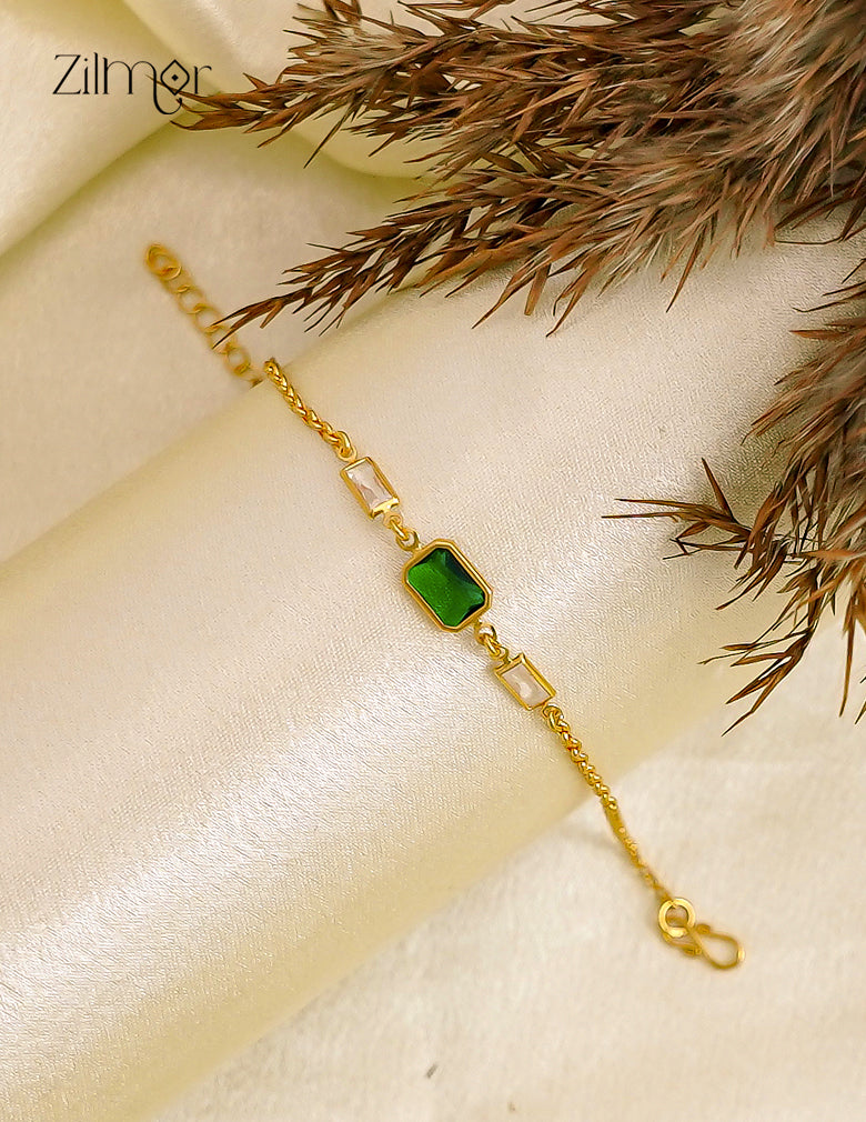 18K Gold Plated Rectangle Stone Chain Bracelet - SK1012704