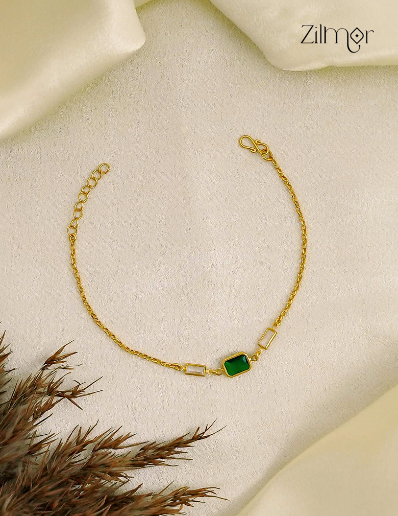 18K Gold Plated Rectangle Stone Chain Bracelet - SK1012704
