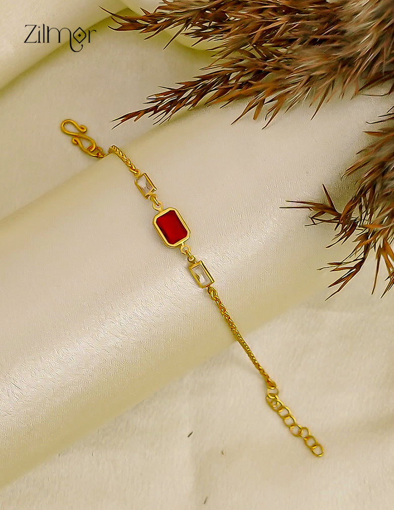 18K Gold Plated Rectangle Stone Chain Bracelet - SK1012704
