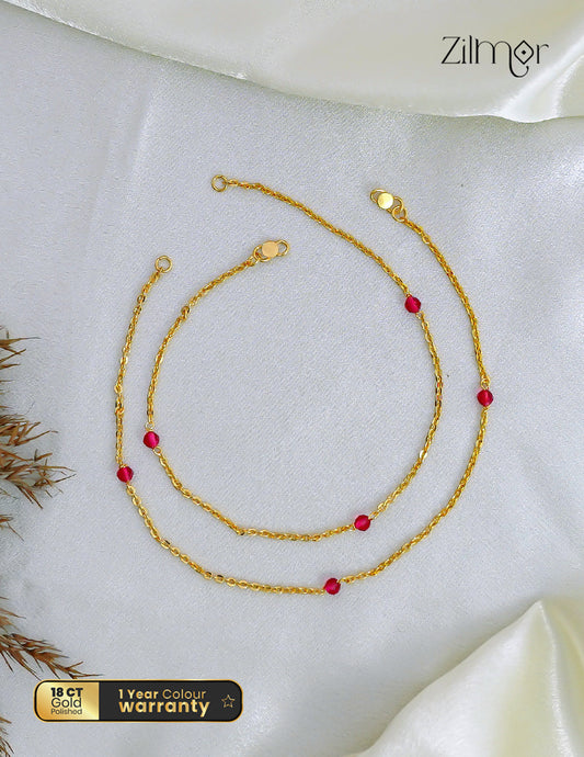 18K Gold Plated Ruby Bead Anklet Pair –  ZG1012486