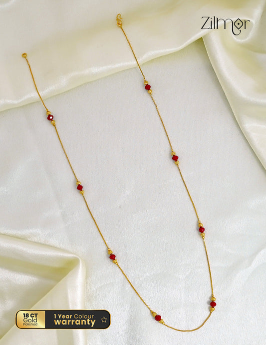 18K Gold Plated  Ruby Crystal Bead Long Chain Necklace – ZG1012495