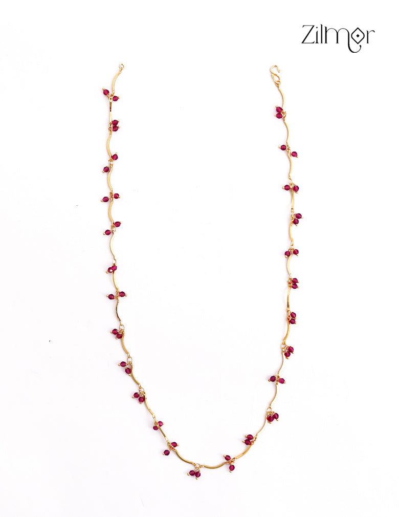 18K Gold Plated Ruby Red Crystal Bead Cluster Chain Necklace - AG1012558