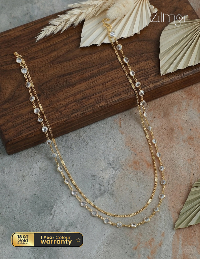 18K Gold Plated Semi Precious Stone Double Layer Necklace - KT1012339