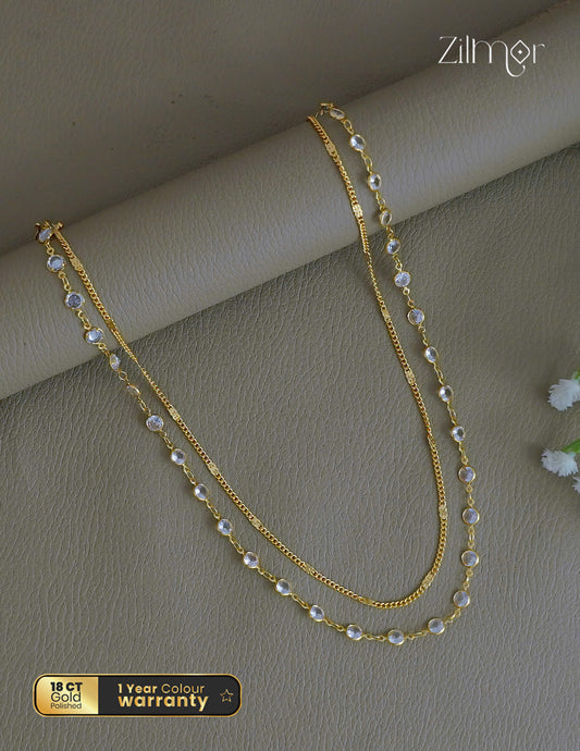 18K Gold Plated Semi Precious Stone Double Layer Necklace - KT1012339