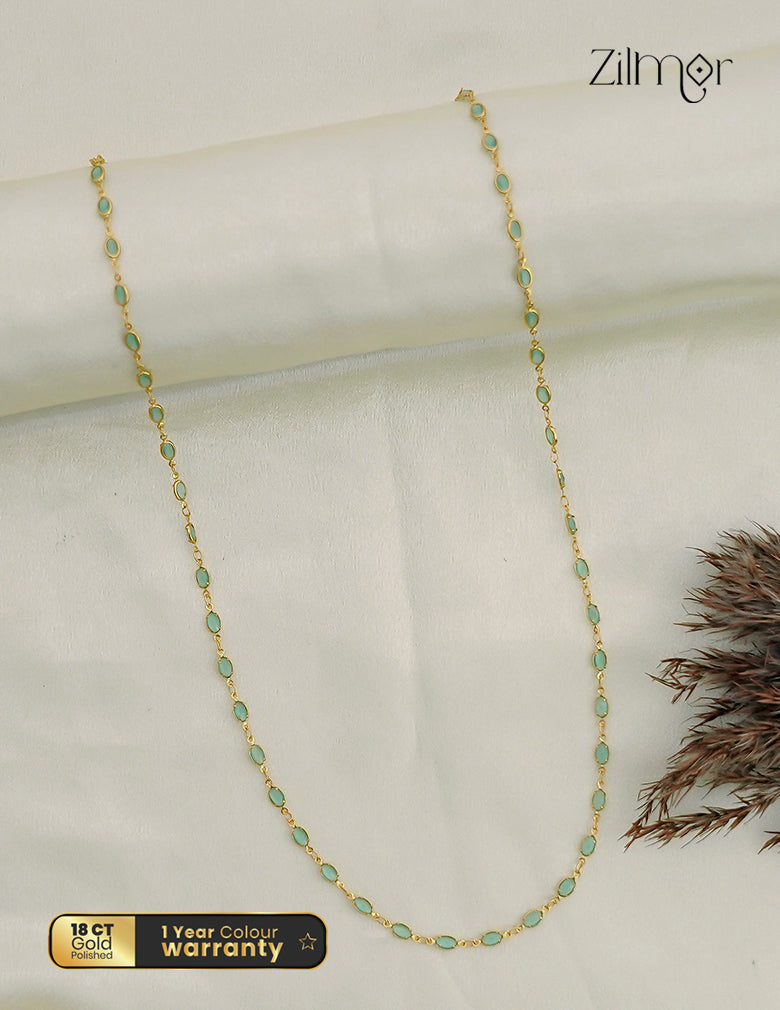 18K Gold Plated Semi Precious Stone Long Necklace - KT1012517