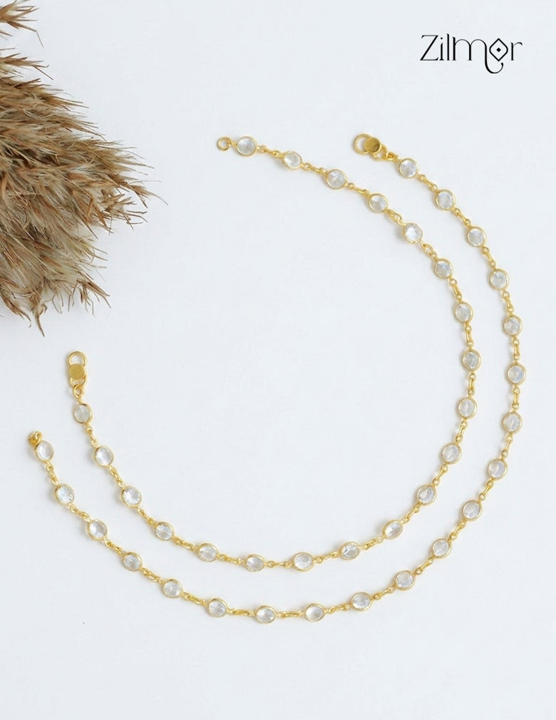 18K Gold Plated Semi Precious Stone Pair Anklet - KT1012340