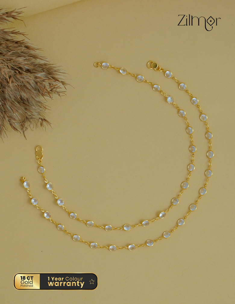 18K Gold Plated Semi Precious Stone Pair Anklet - KT1012340