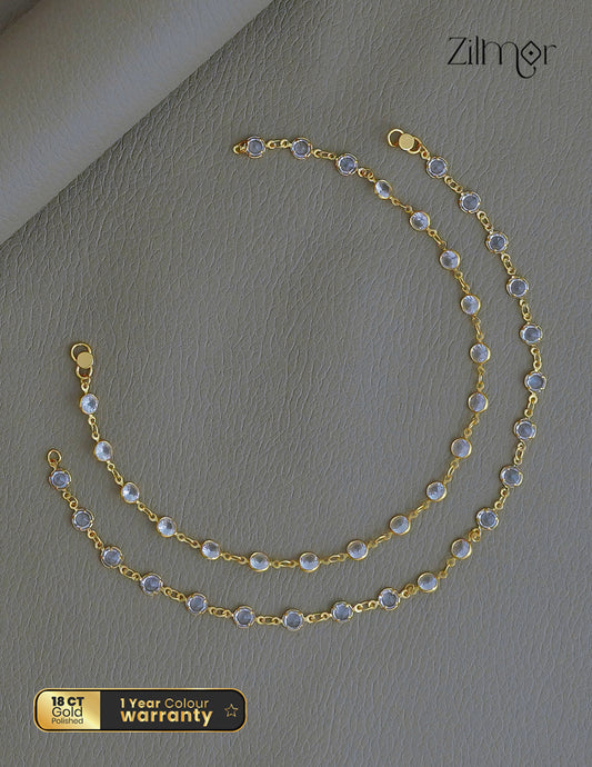 18K Gold Plated Semi Precious Stone Pair Anklet - KT1012340