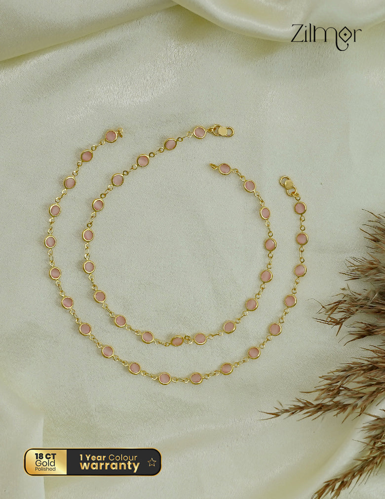 18K Gold Plated Semi Precious Stone Pair Anklet - KT1012470