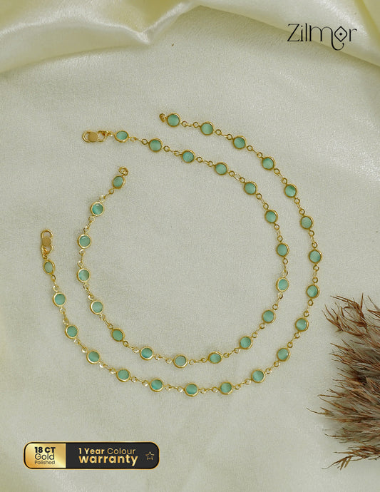 18K Gold Plated Semi Precious Stone Pair Anklet - KT1012470