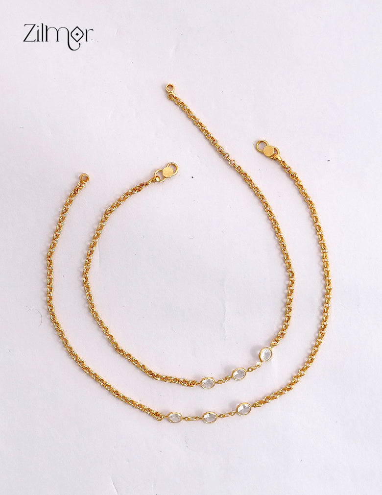 18K Gold Plated Semi Precious Stone Pair Anklet - KT1012564