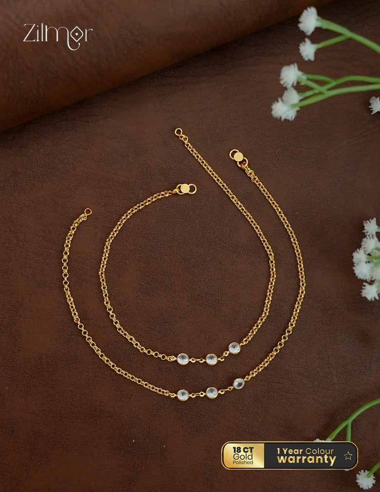 18K Gold Plated Semi Precious Stone Pair Anklet - KT1012564