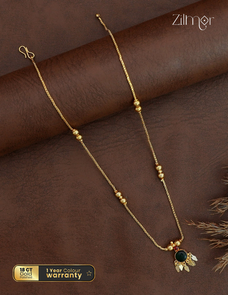 18K Gold Plated Simple Palakka Elakathali Necklace – PE1012784