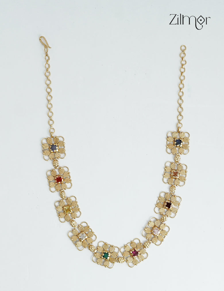 18K Gold Plated Square Motif Choker Necklace - ZS1012398