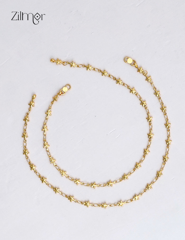 18K Gold Plated Star Anklet Pair - KT1012459