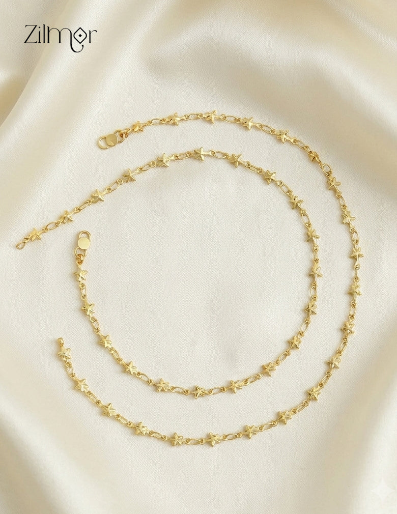 18K Gold Plated Star Anklet Pair - KT1012459
