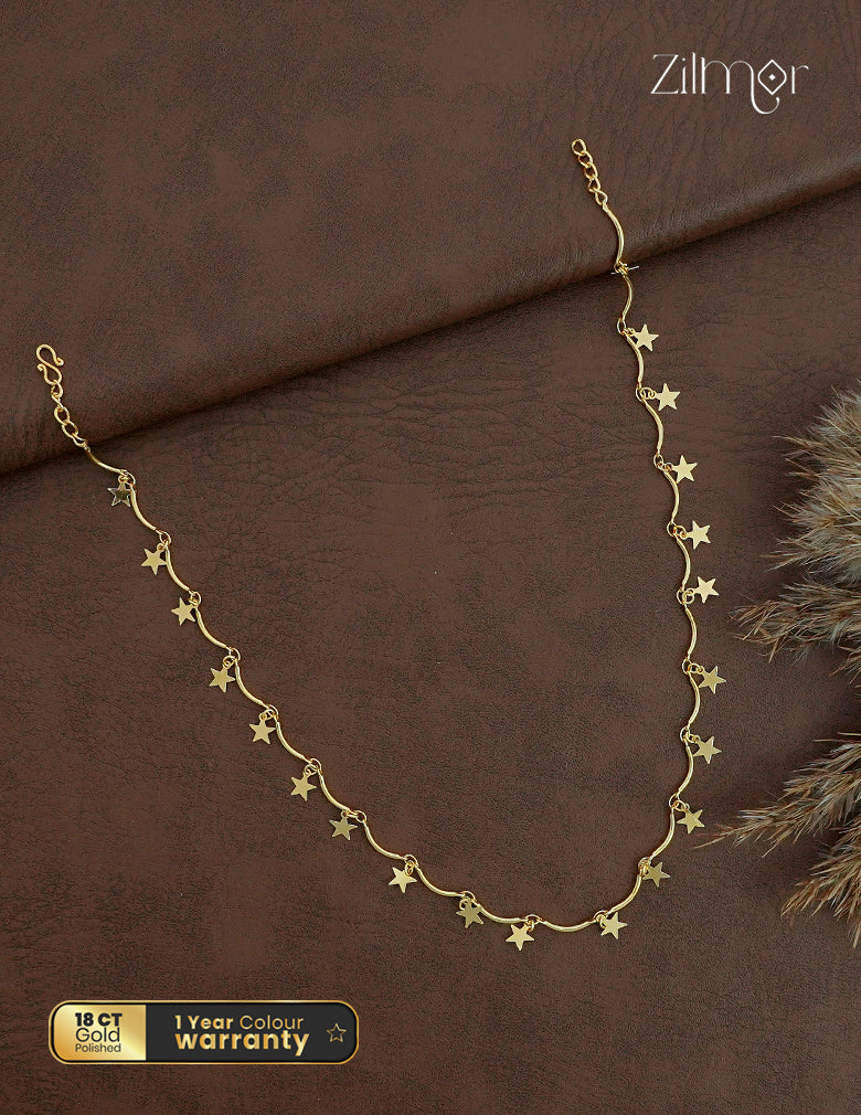 18K Gold Plated Star Charm Choker Necklace - KT1012534