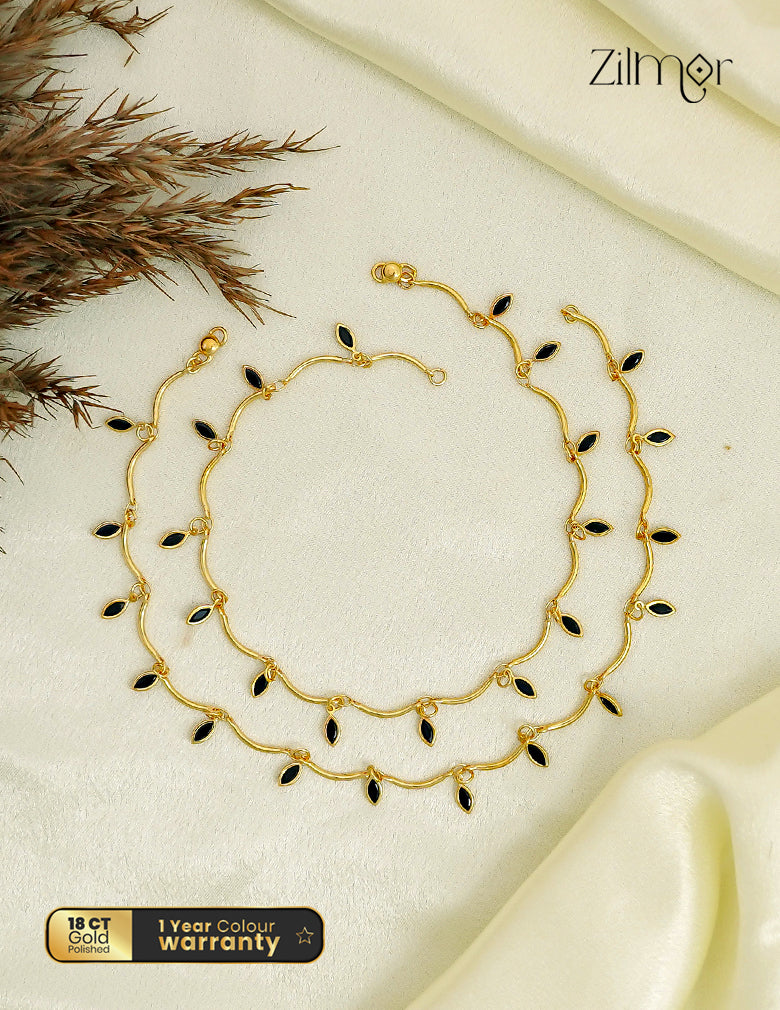 18K Gold Plated Stone Charm Pair Anklet - KY1012657